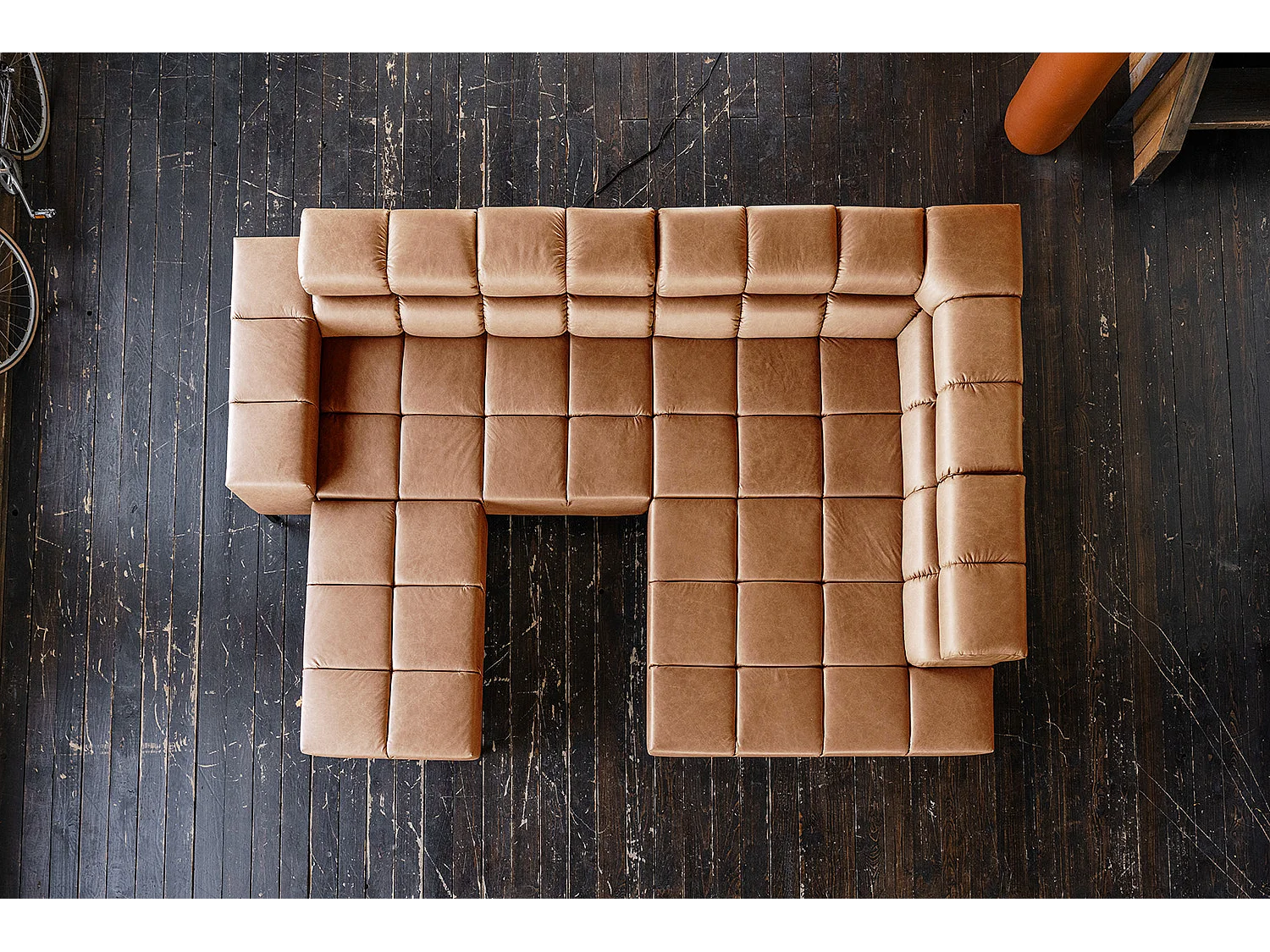 Canapé d'angle - marron cuir - NELSON