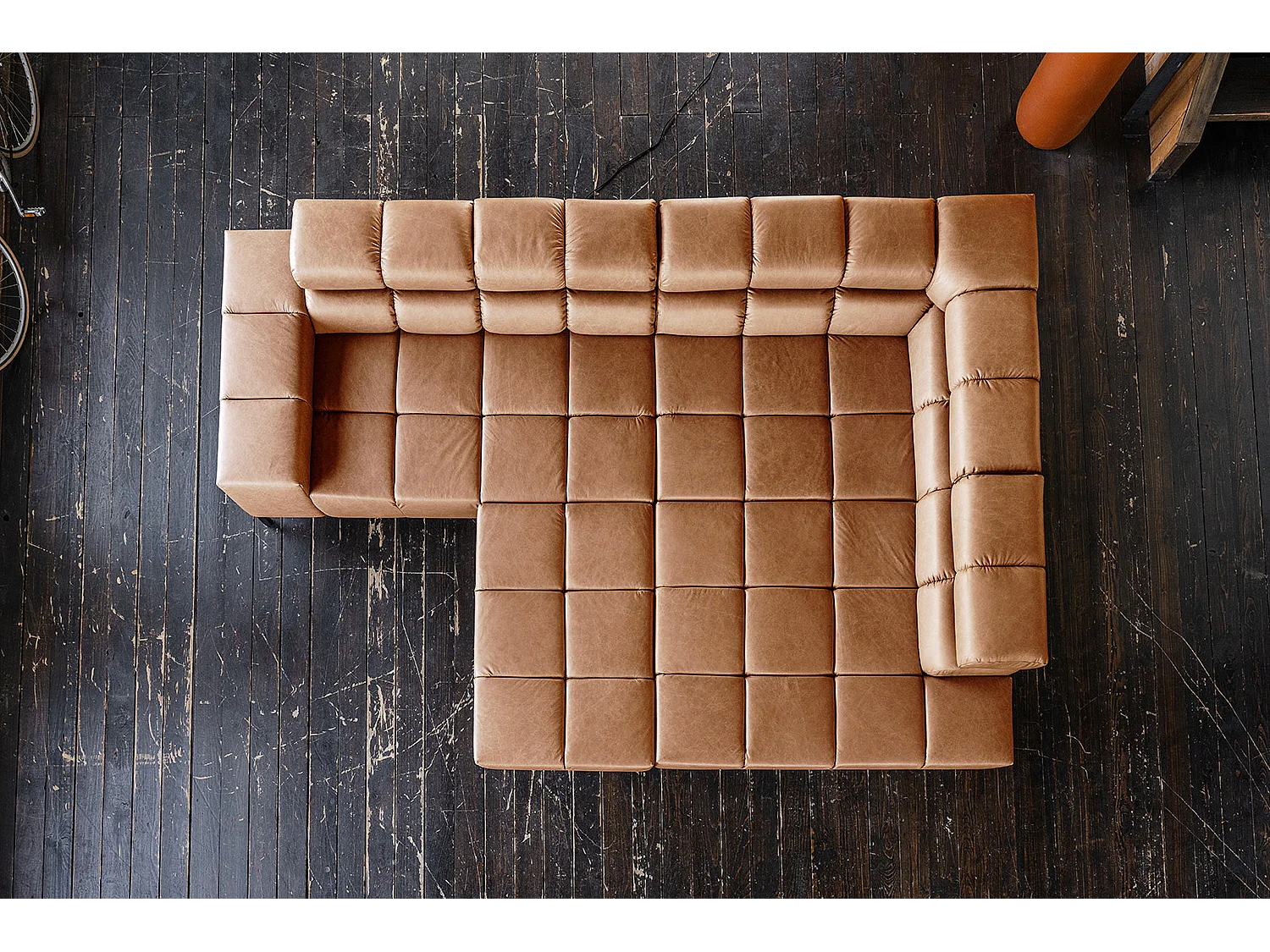 Canapé d'angle - marron cuir - NELSON