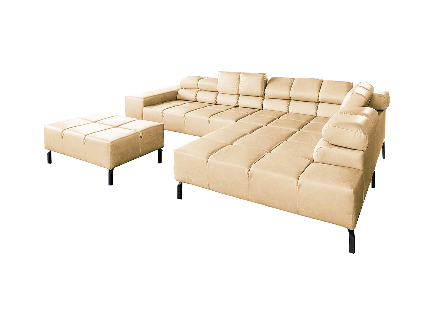 Hoekbank - Beige Leer - NELSON