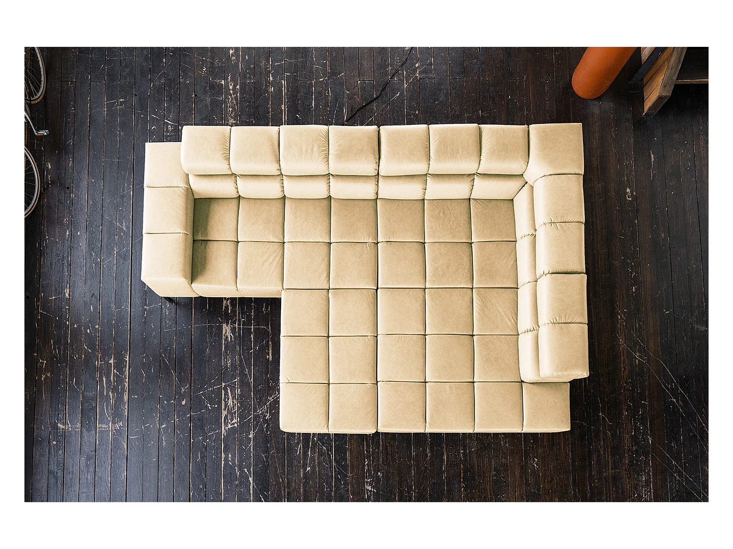 Hoekbank - Beige Leer - NELSON