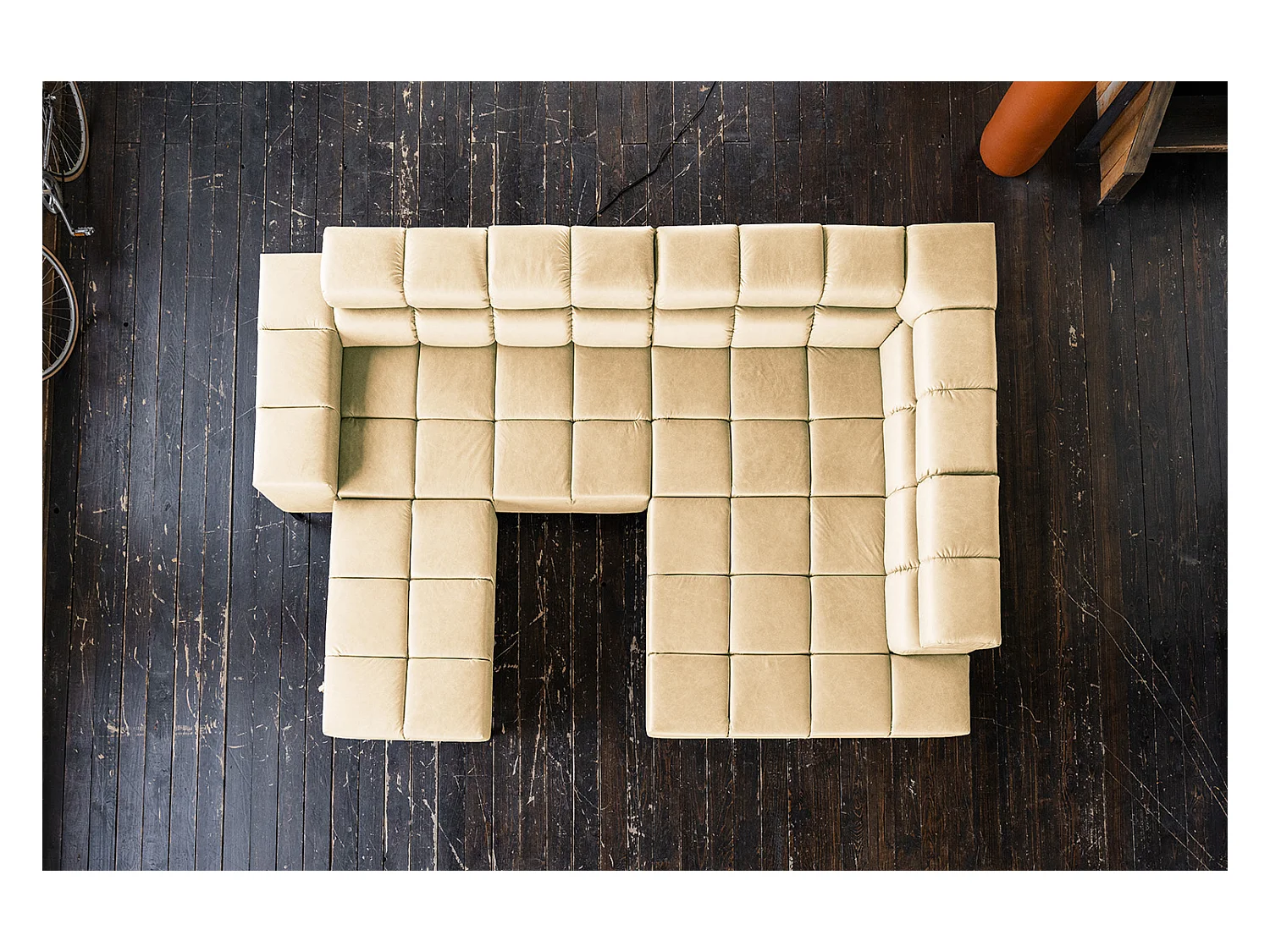 Hoekbank - Beige Leer - NELSON