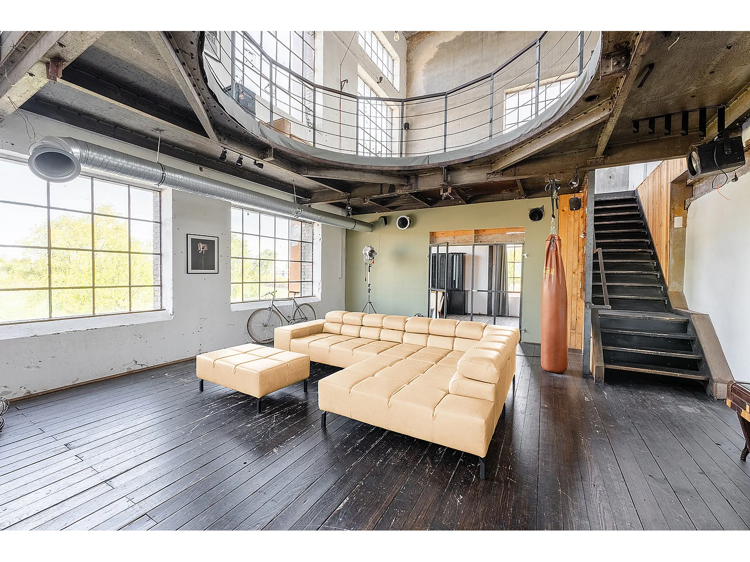 Sofá esquinero - beige piel - NELSON