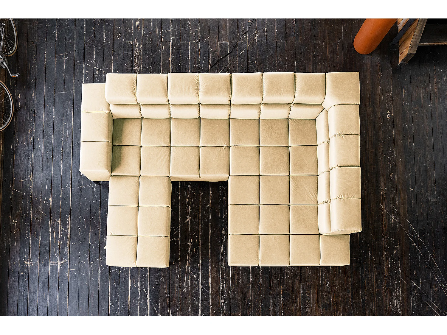 Sofá esquinero - beige piel - NELSON