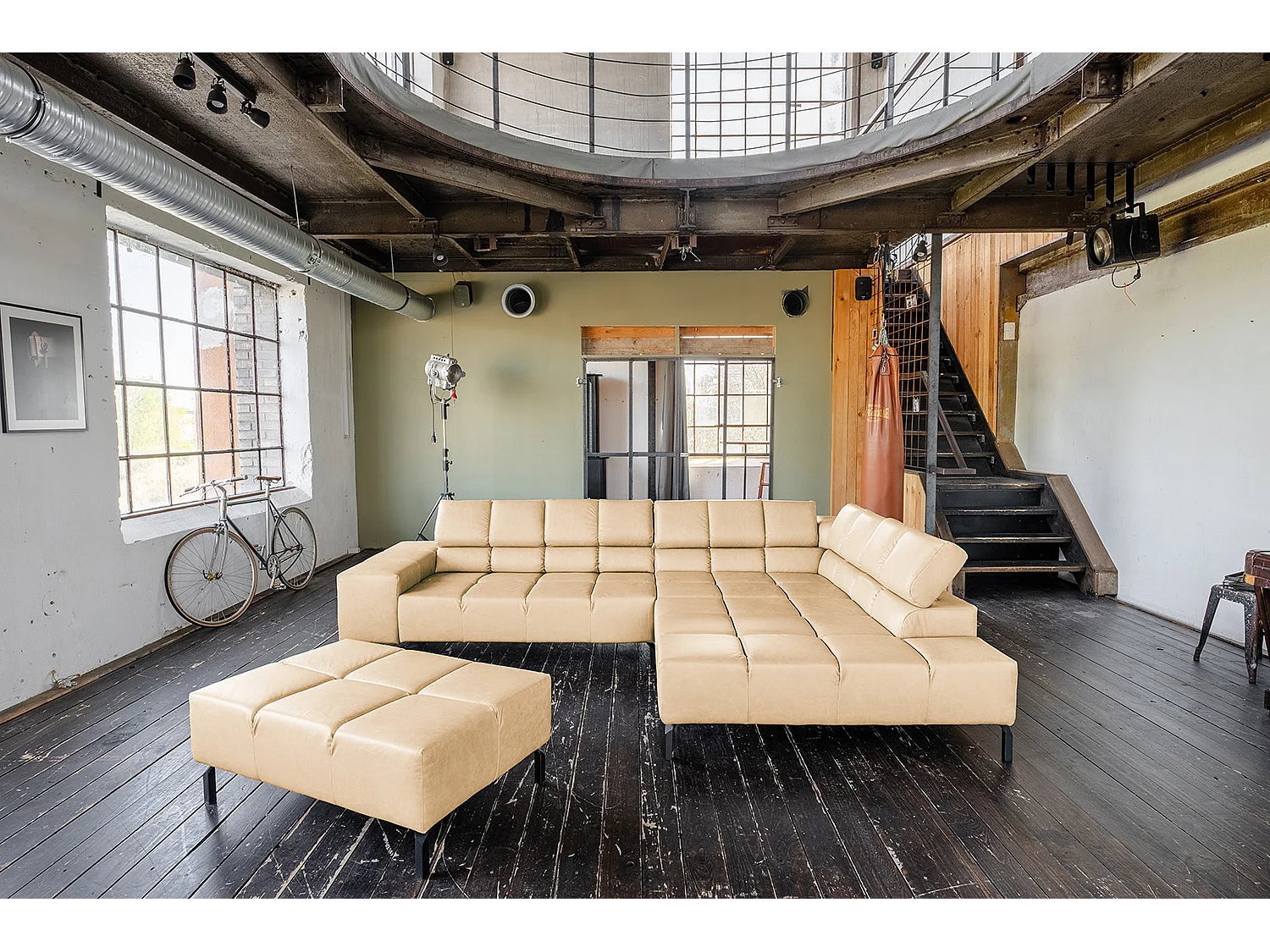 Hoekbank - Beige Leer - NELSON