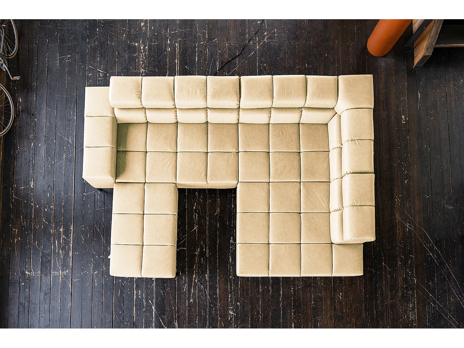 Hoekbank - Beige Leer - NELSON