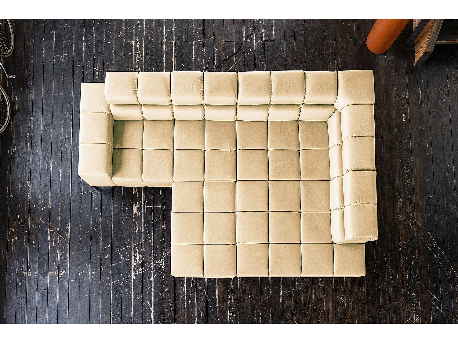 Hoekbank - Beige Leer - NELSON