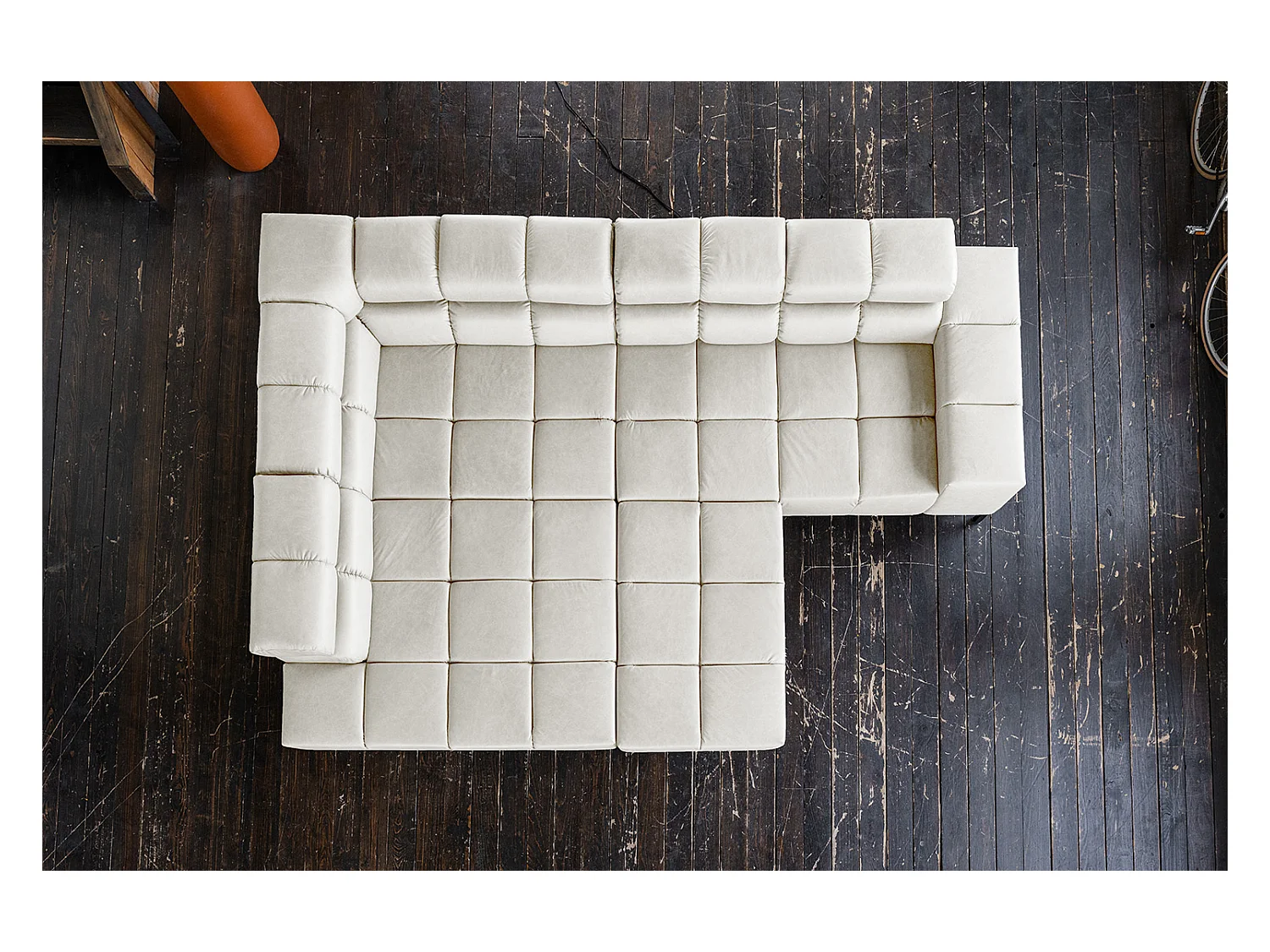 Ecksofa - Hellgrau Leder - NELSON