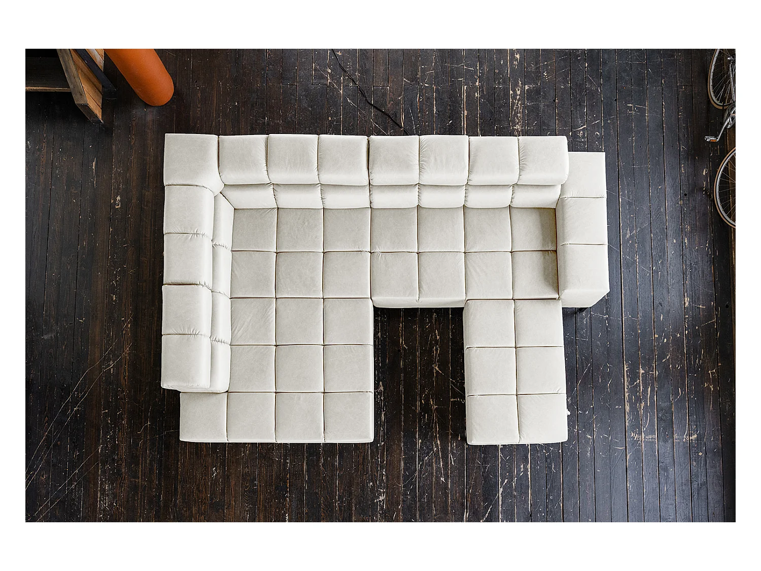 Ecksofa - Hellgrau Leder - NELSON