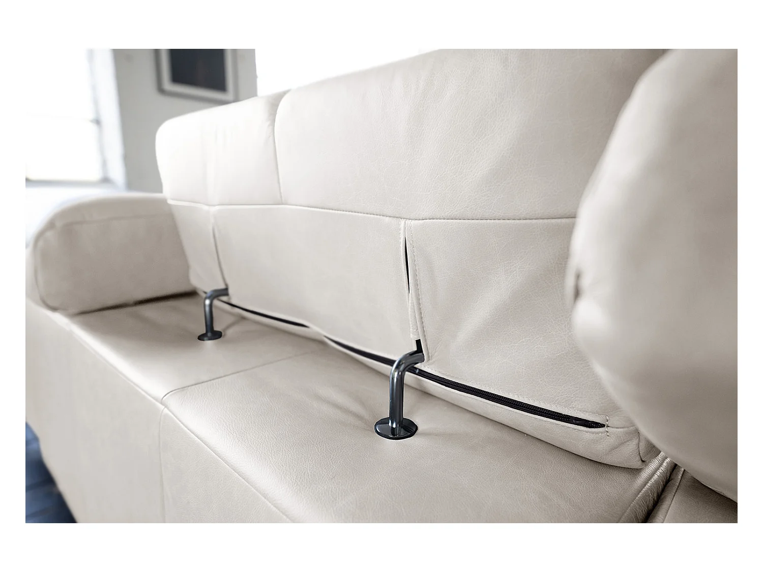 Ecksofa - Hellgrau Leder - NELSON