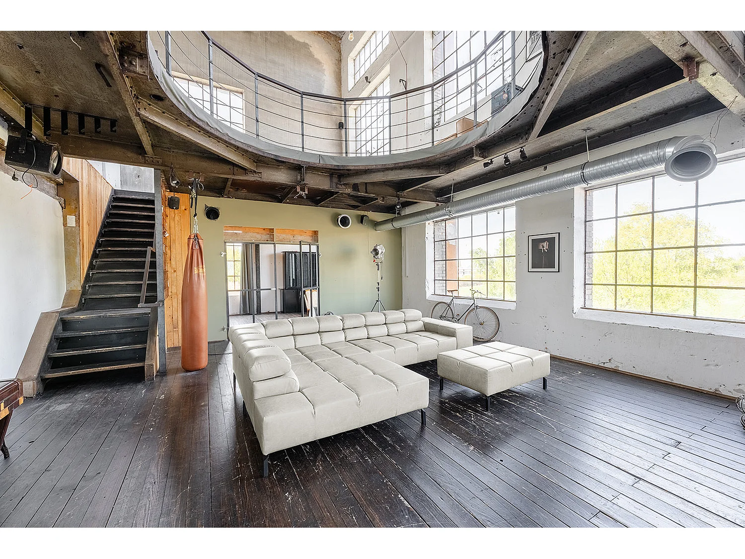 Ecksofa - Hellgrau Leder - NELSON