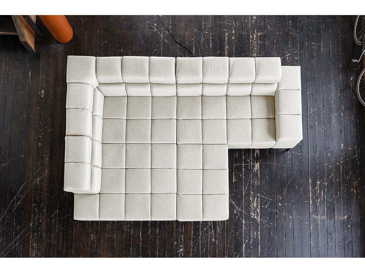 Ecksofa - Hellgrau Leder - NELSON