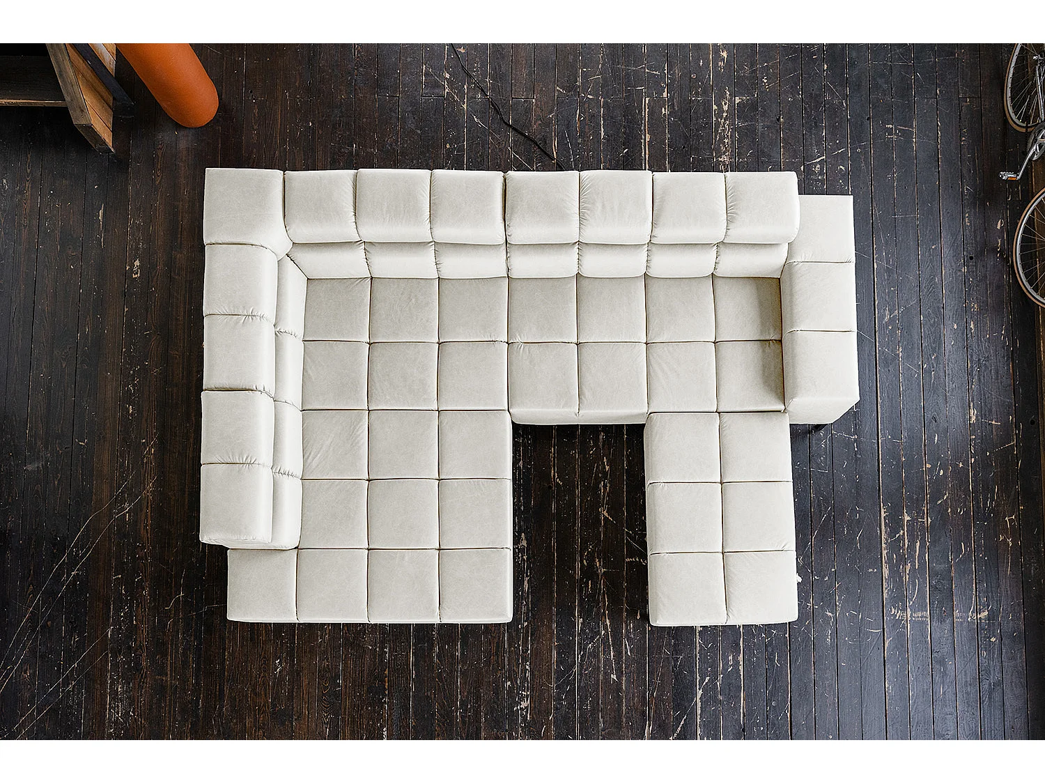 Ecksofa - Hellgrau Leder - NELSON