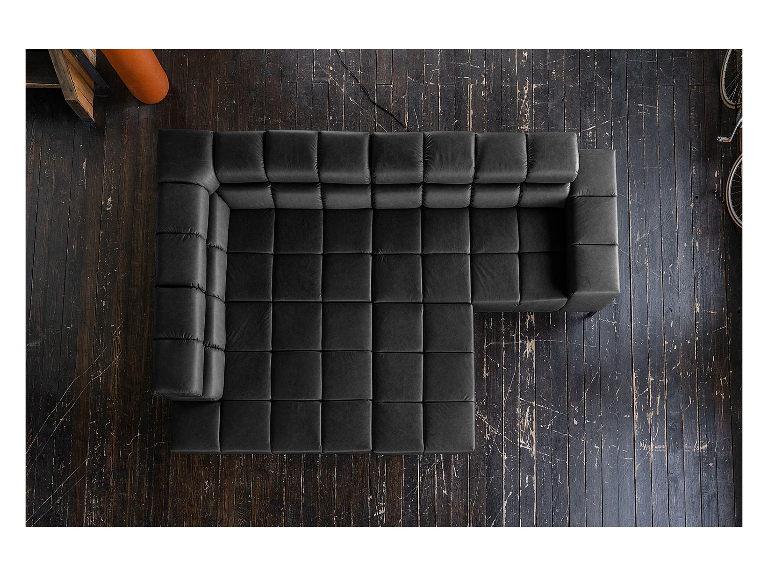 Sofá esquinero - Negro piel - NELSON