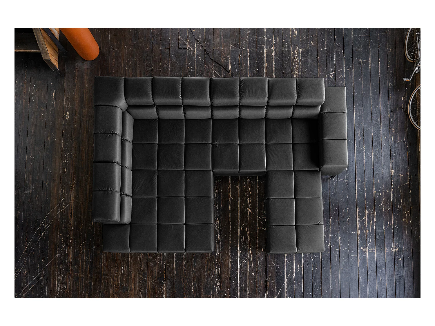 Sofá esquinero - Negro piel - NELSON