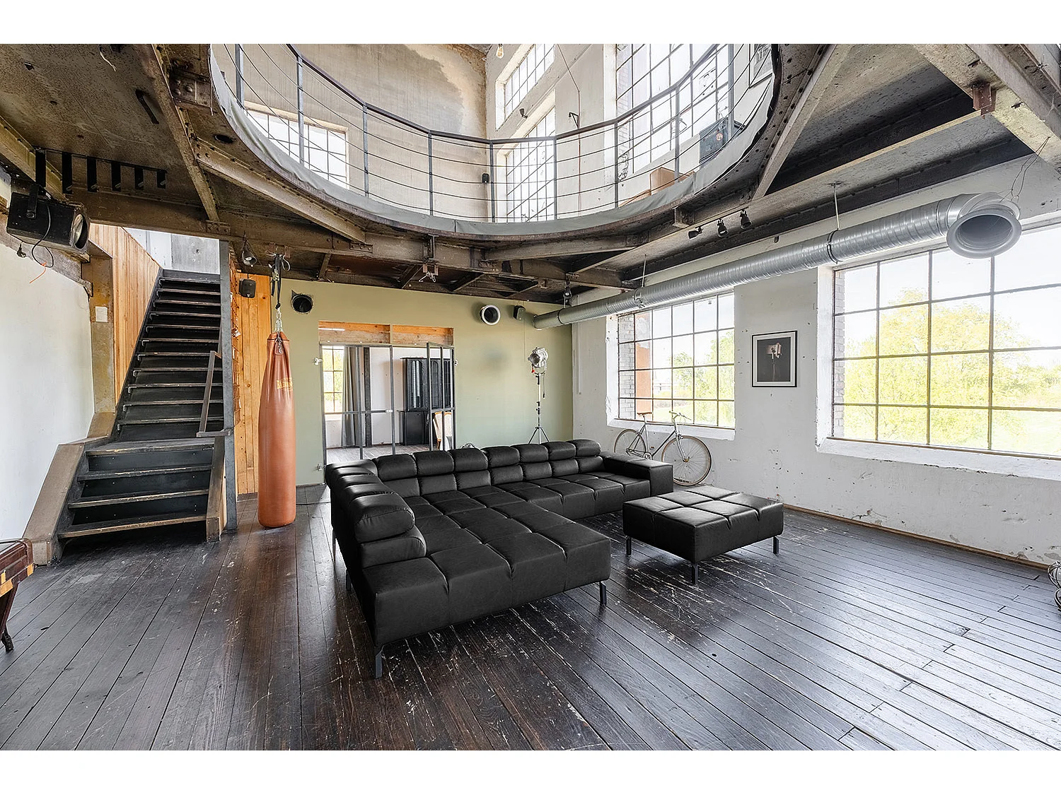 Ecksofa - Schwarz Leder - NELSON