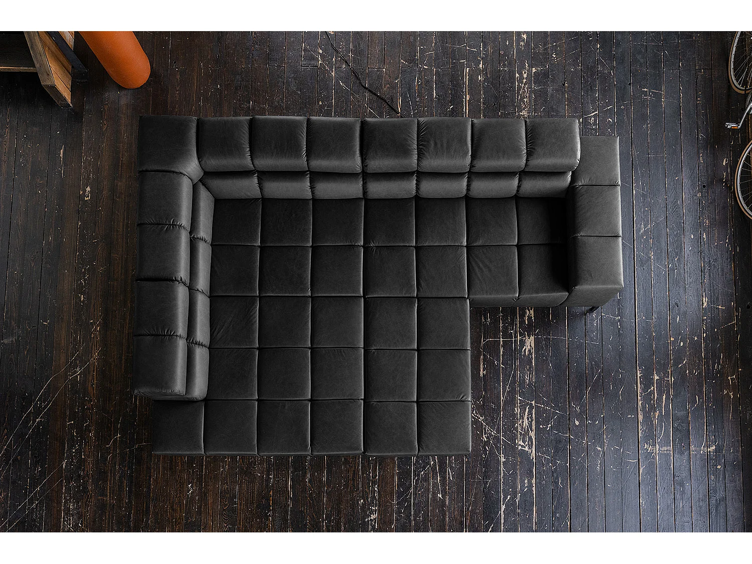 Ecksofa - Schwarz Leder - NELSON