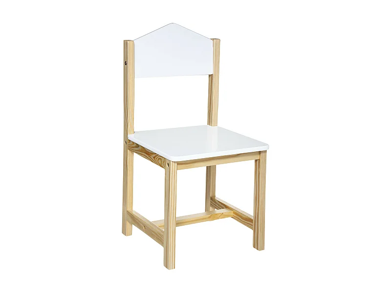 Chaise pour Enfant en bois blanc et naturel H 59 cm