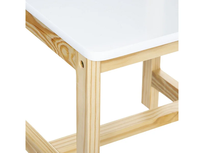 Chaise pour Enfant en bois blanc et naturel H 59 cm