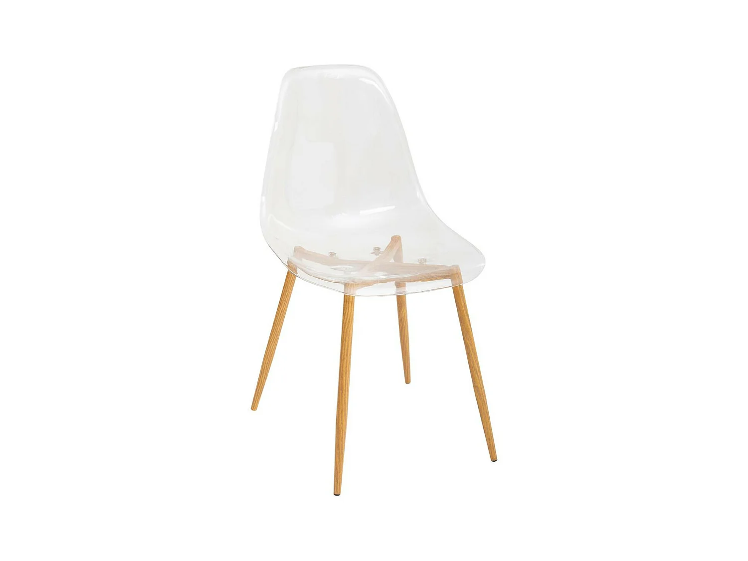 Chaise de table Assise transparente Pieds en métal façon Chêne