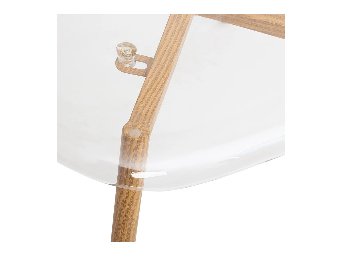 Chaise de table Assise transparente Pieds en métal façon Chêne