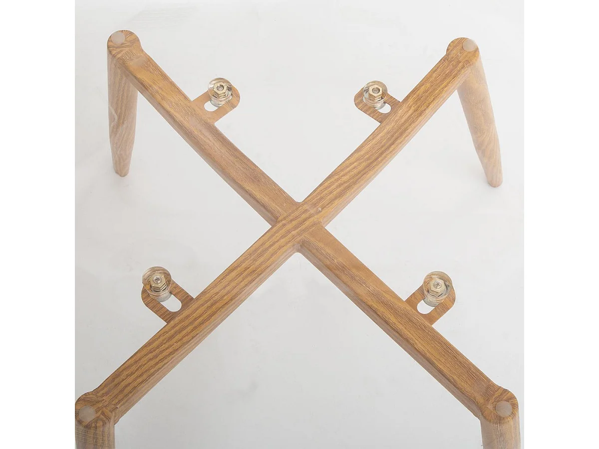 Chaise de table Assise transparente Pieds en métal façon Chêne