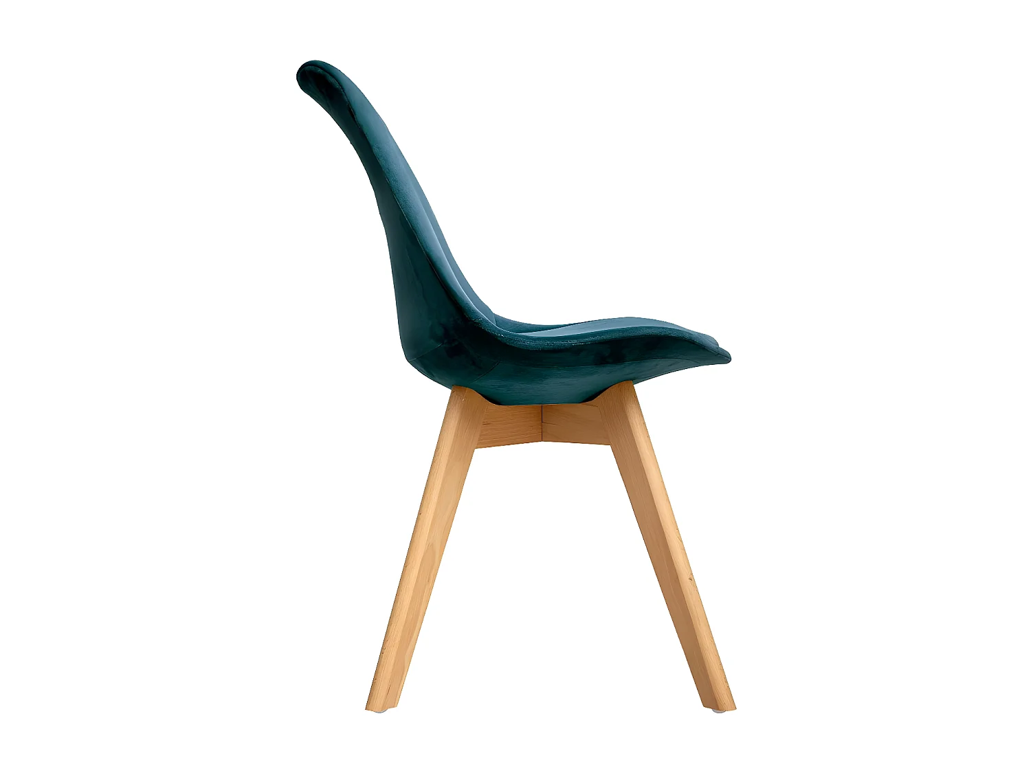 Chaise de table assise en Velours Bleu et pieds en Bois H 81 cm