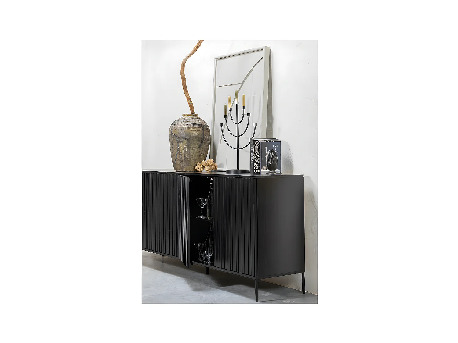 GRAVURE - Cassettiera in pino nero L 200