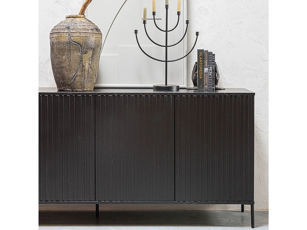 New gravure - Buffet 4 portes en bois L200cm - Noir