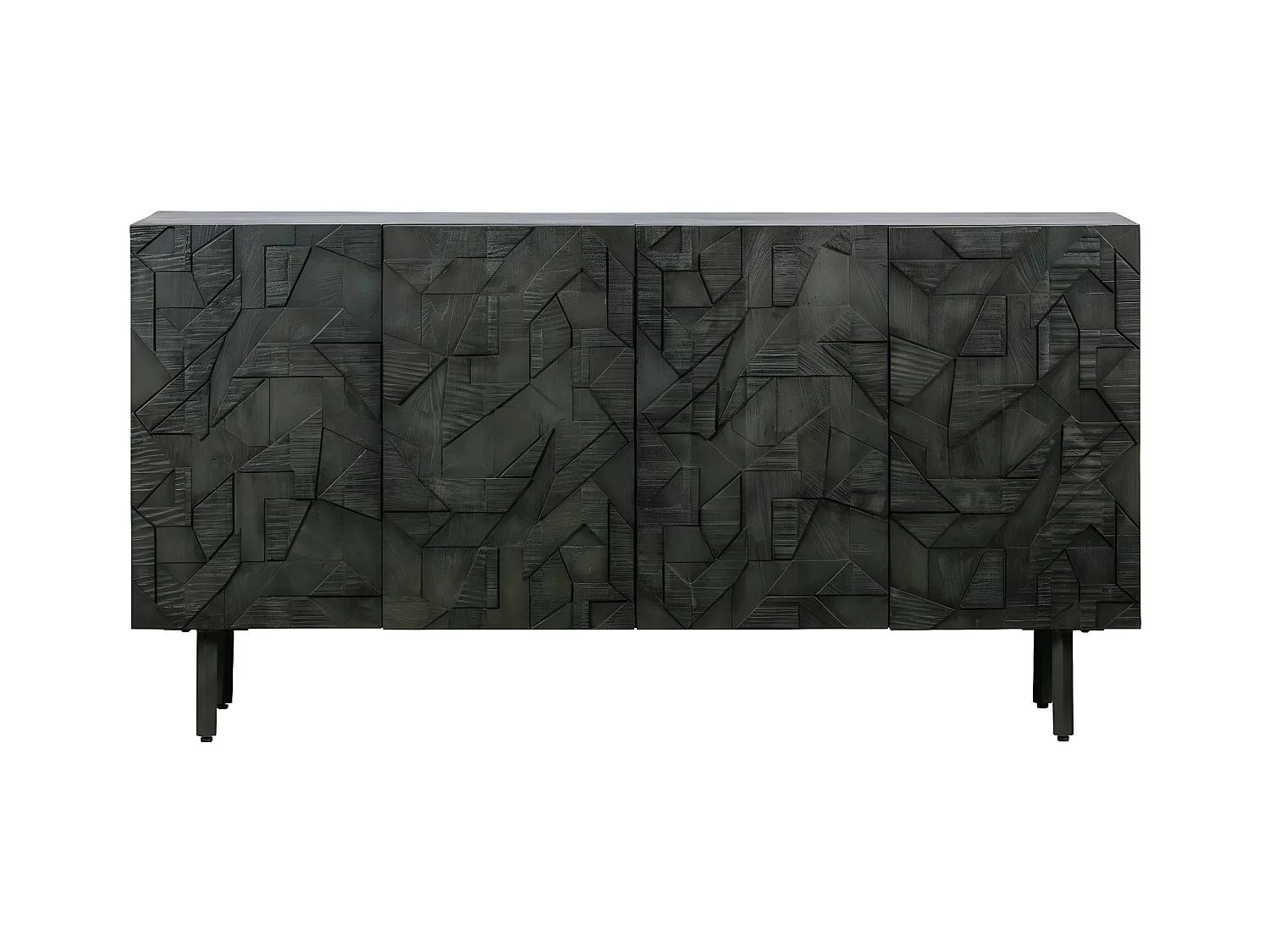 COUNTER - Geschnitztes Buffet aus Holz, schwarz L160