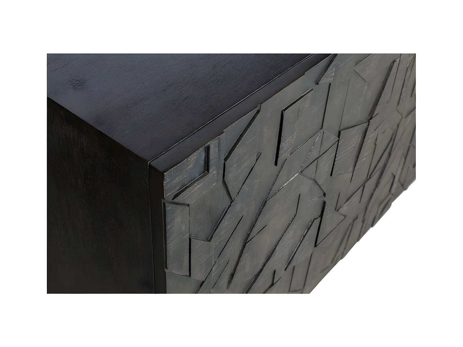 COUNTER - Geschnitztes Buffet aus Holz, schwarz L160