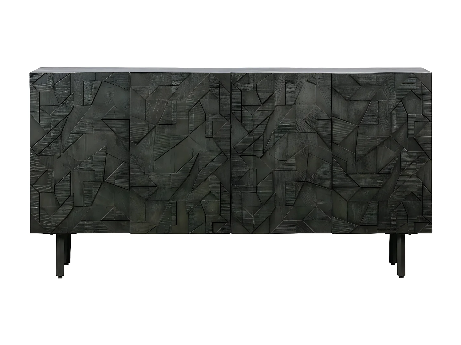 COUNTER - Geschnitztes Buffet aus Holz, schwarz L160