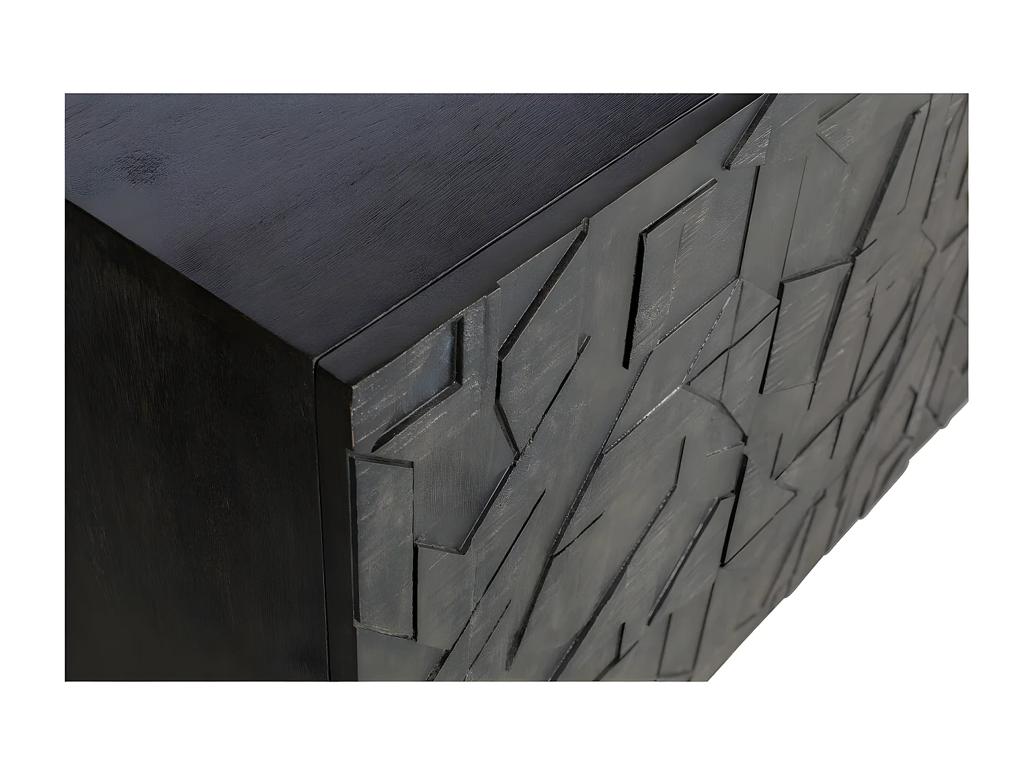 COUNTER - Geschnitztes Buffet aus Holz, schwarz L160