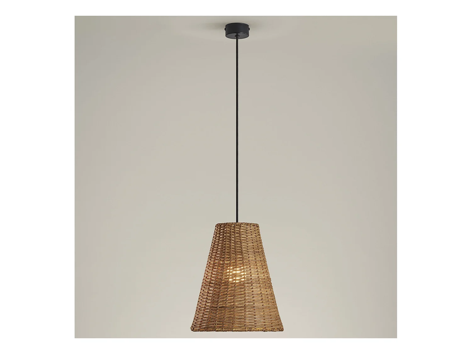 LEDS C4 Lampe à Suspension Caribe Ø260 E27 15W Noir Rotin Naturel 517Lm