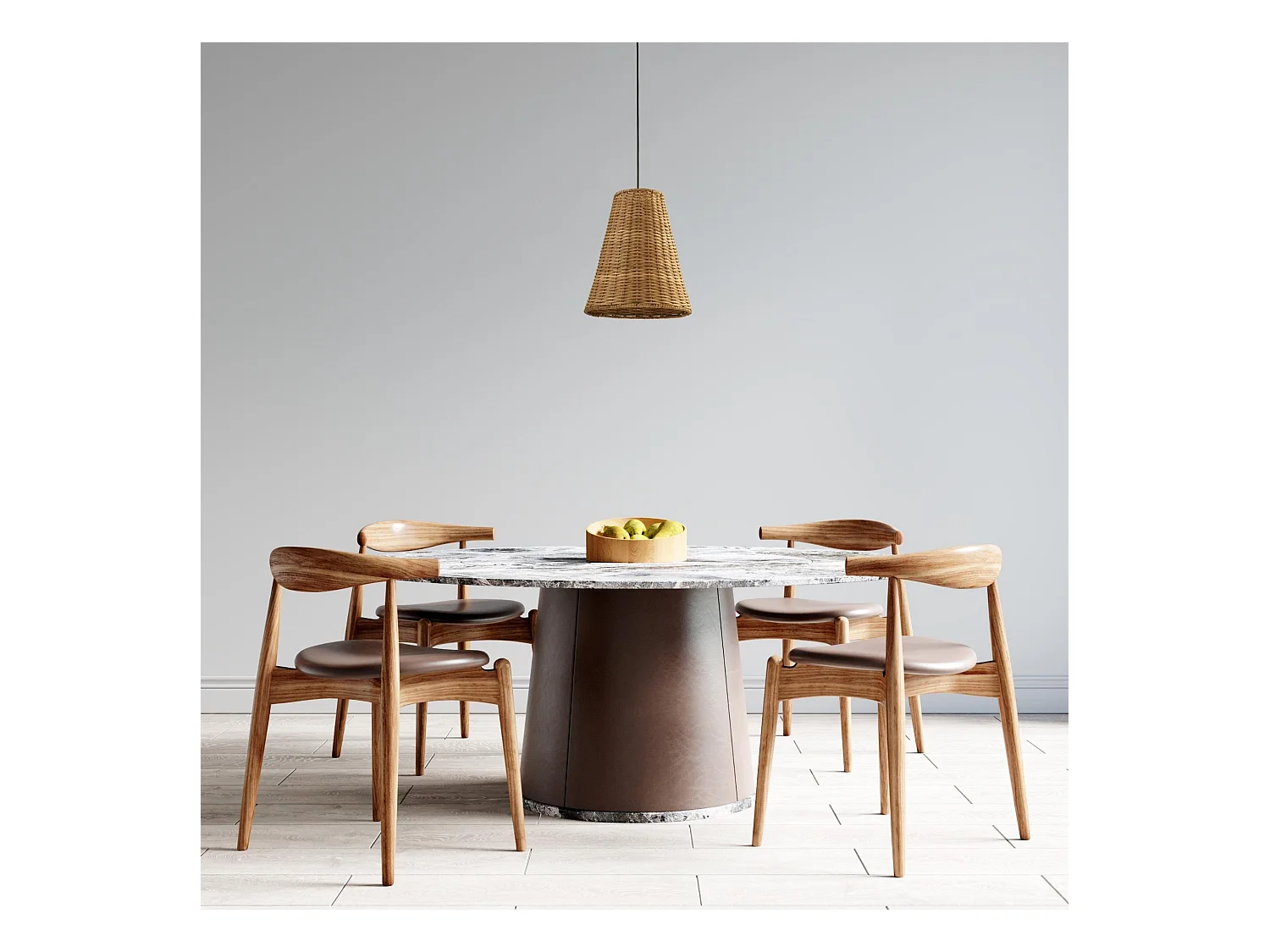 LEDS C4 Lampe à Suspension Caribe Ø260 E27 15W Noir Rotin Naturel 517Lm