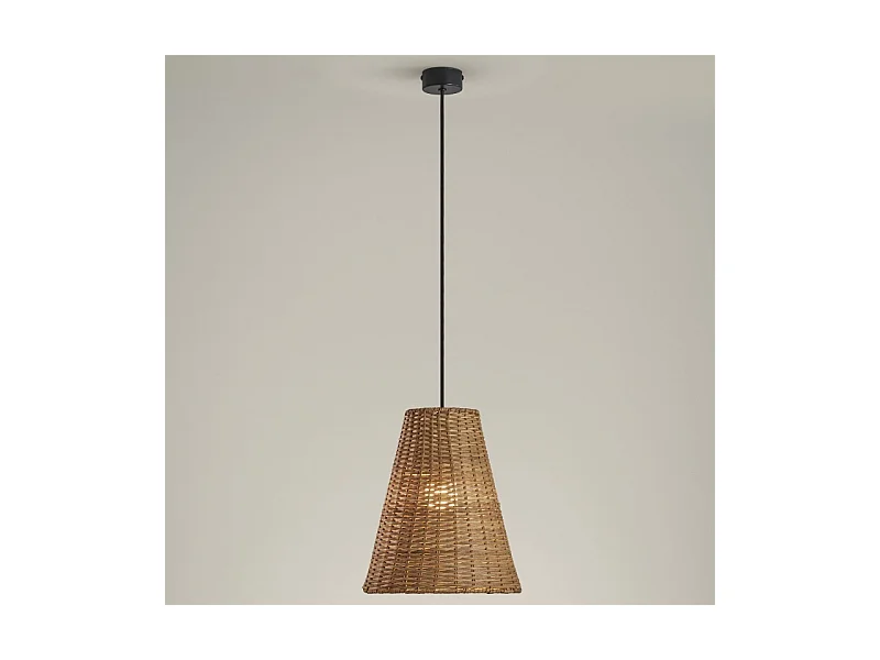 LEDS C4 Lampe à Suspension Caribe Ø260 E27 15W Noir Rotin Naturel 517Lm