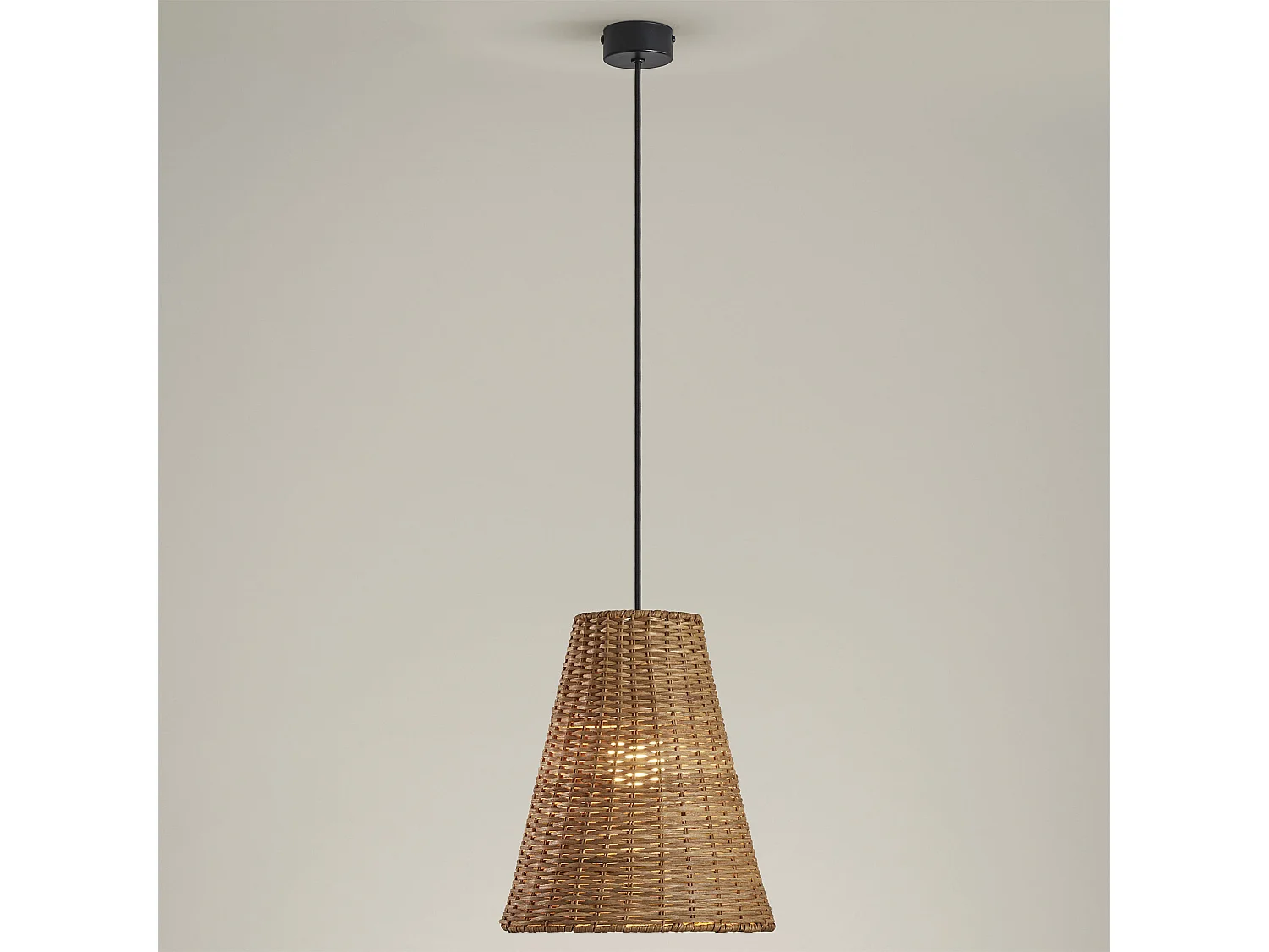 LEDS C4 Lampe à Suspension Caribe Ø260 E27 15W Noir Rotin Naturel 517Lm