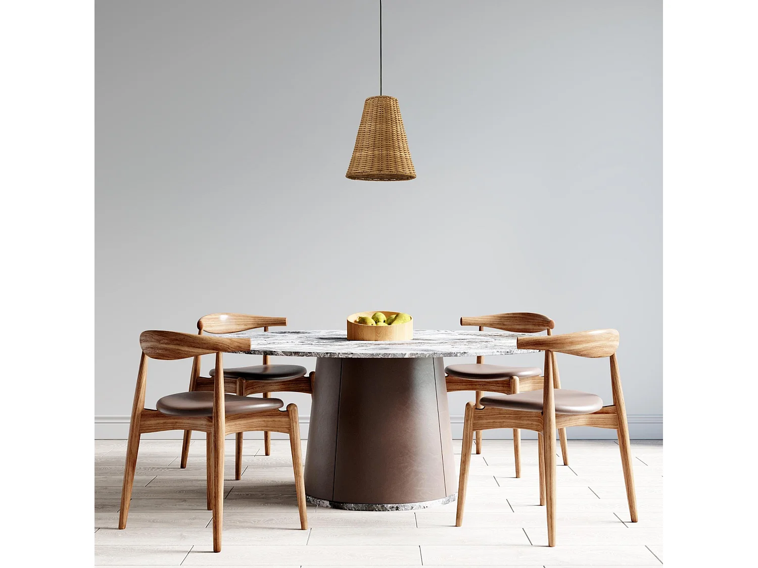 LEDS C4 Lampe à Suspension Caribe Ø260 E27 15W Noir Rotin Naturel 517Lm