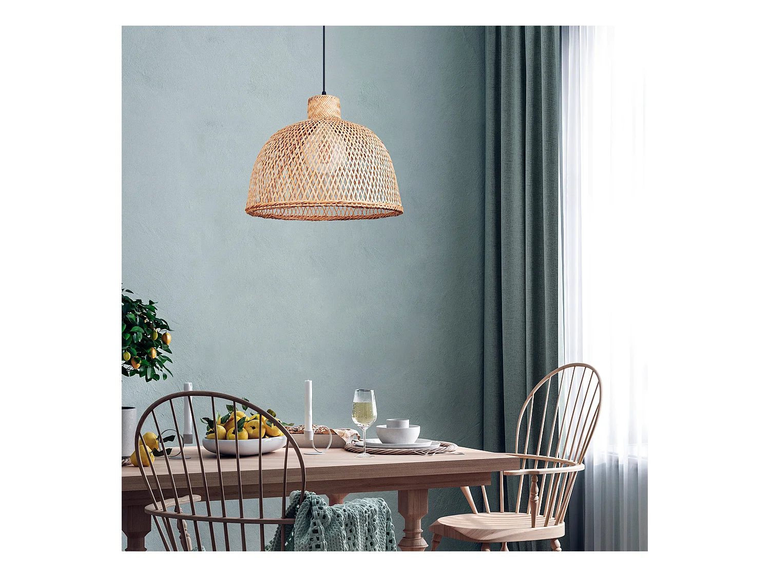 FORLIGHT Lampe à Suspension Ip20 Riba Ø350Mm E27 15W Noir