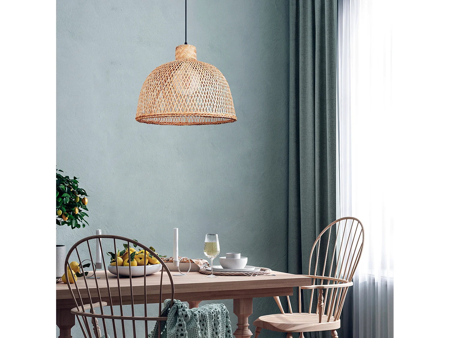 FORLIGHT Lampe à Suspension Ip20 Riba Ø350Mm E27 15W Noir