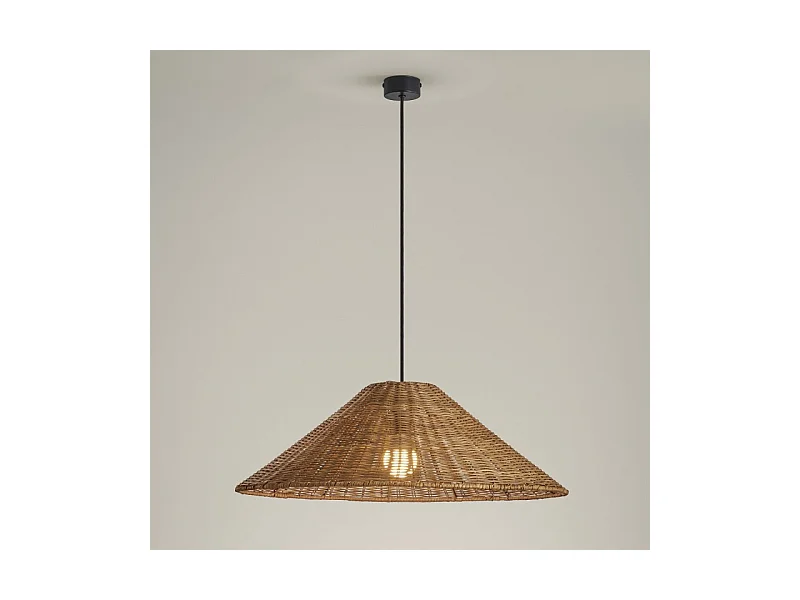 LEDS C4 Lampe à Suspension Caribe Ø600 E27 15W Noir Rotin Naturel 722Lm