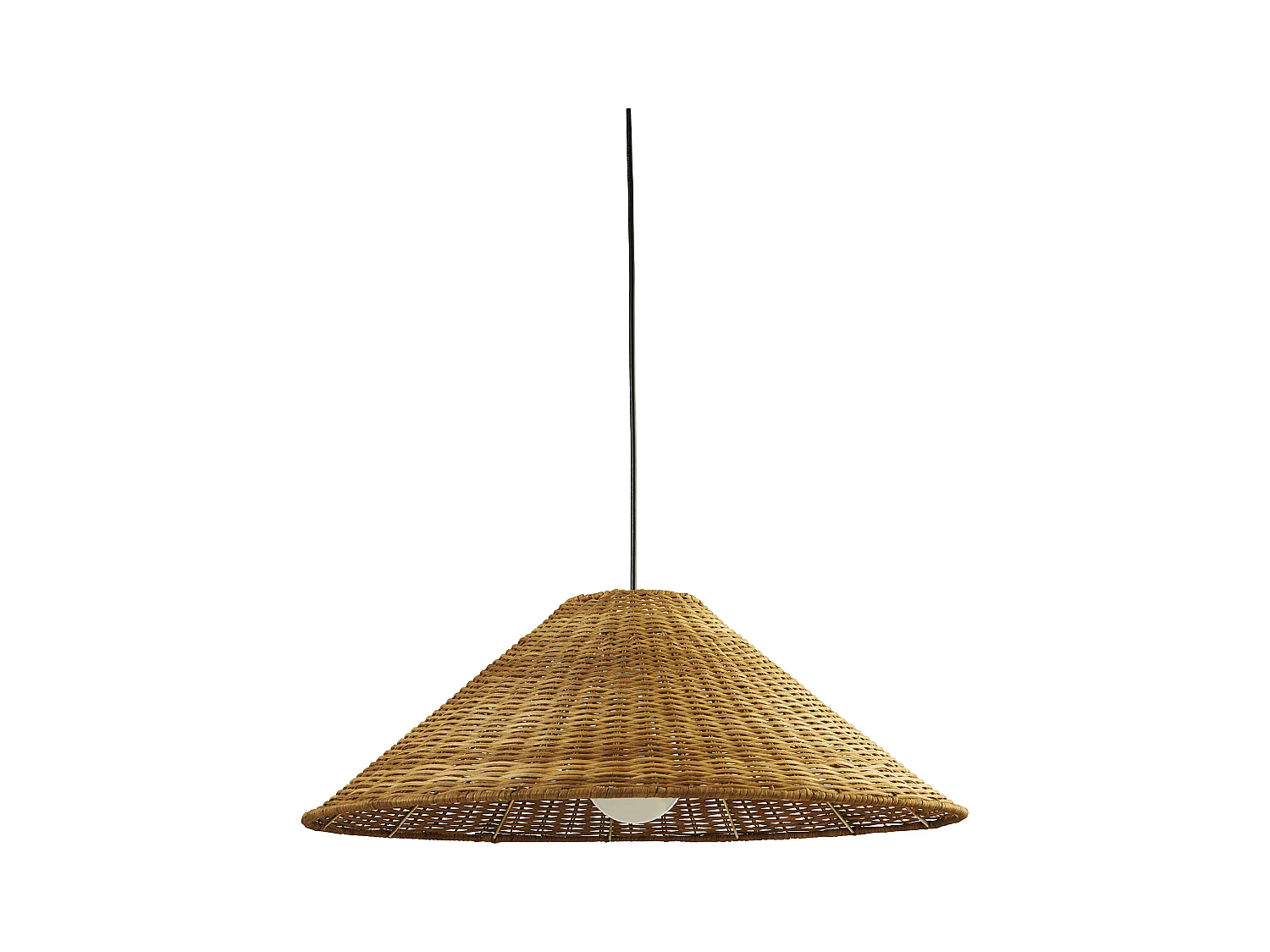 LEDS C4 Lampe à Suspension Caribe Ø600 E27 15W Noir Rotin Naturel 722Lm