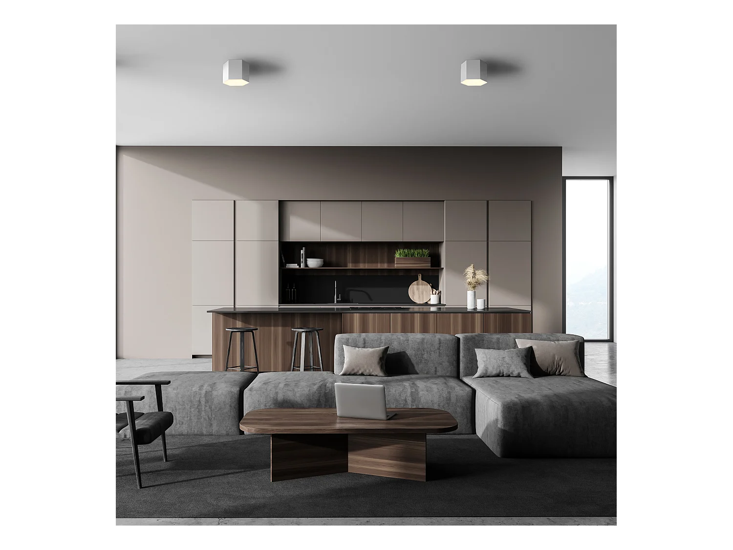 LEDS C4 Plafonnier Six 220Mm Led 15W Blanc Chaud - 3000K Blanc 734Lm