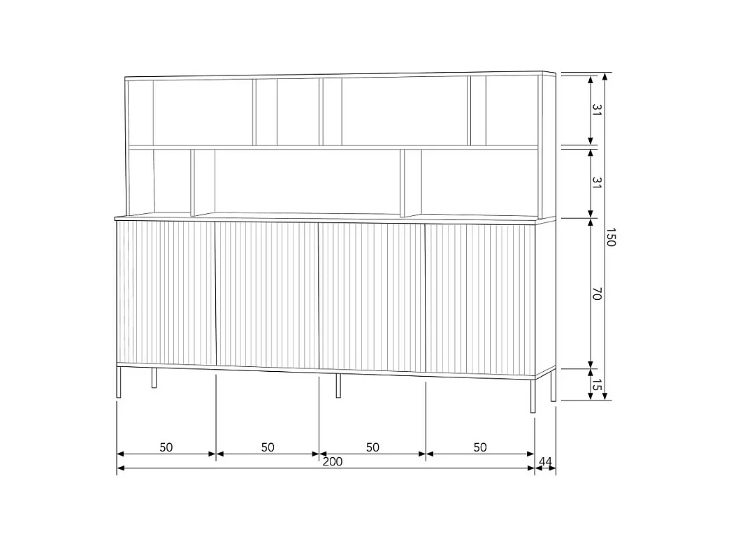 GRAVURE - Geschirrschrank Natureiche