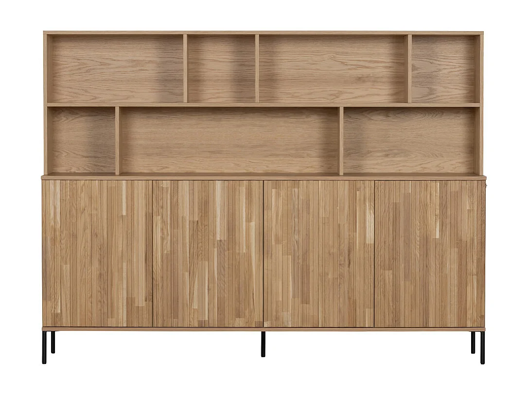 New Gravure - Buffet en bois 7 niches L200cm - Bois clair