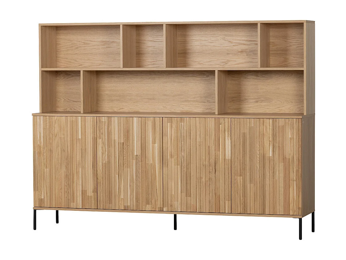 New Gravure - Buffet en bois 7 niches L200cm - Bois clair