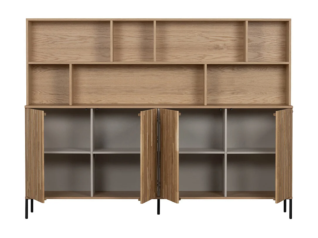 New Gravure - Buffet en bois 7 niches L200cm - Bois clair