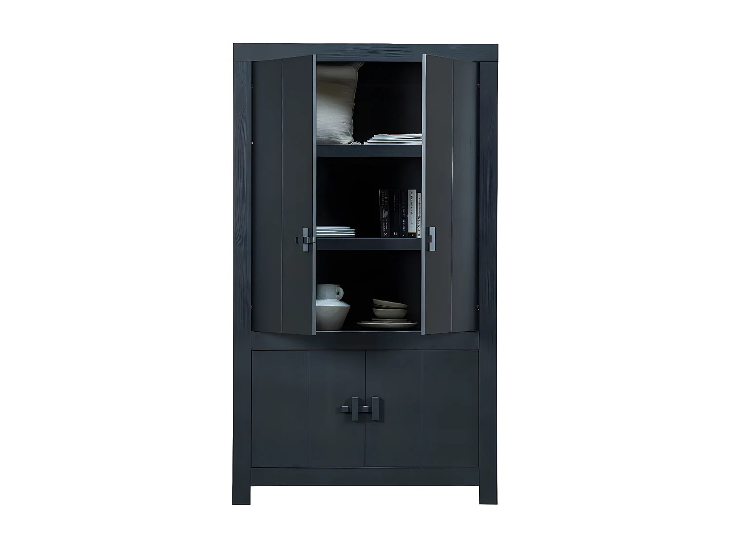 BENSON - Armoire en bois de pin noir H 200
