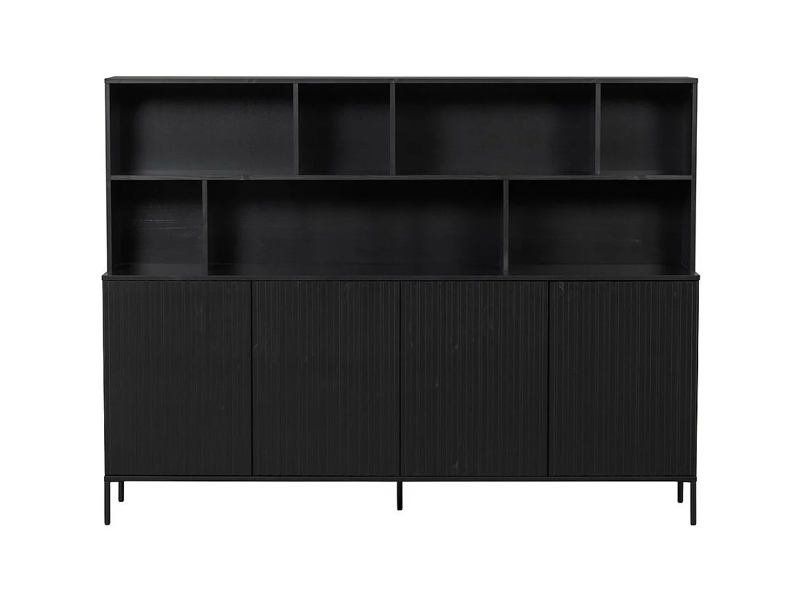 GRAVURE - 2 - Vaisselier en bois noir avec rangement