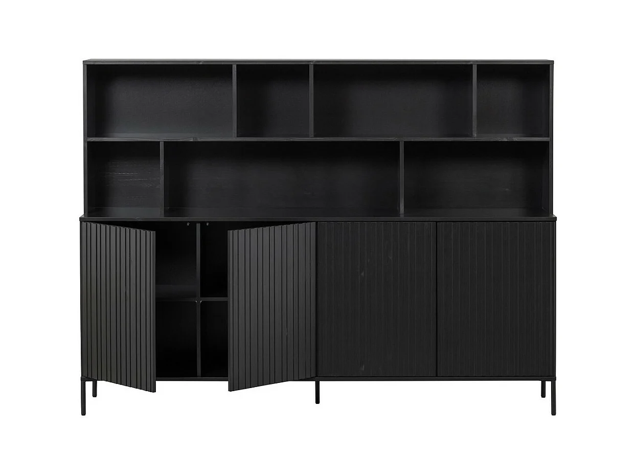 GRAVURE - 2 - Vaisselier en bois noir avec rangement