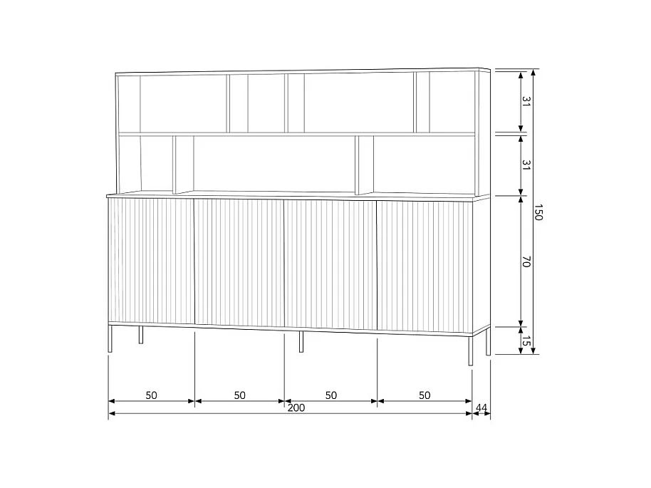 GRAVURE - Geschirrschrank aus Schwarzkiefer